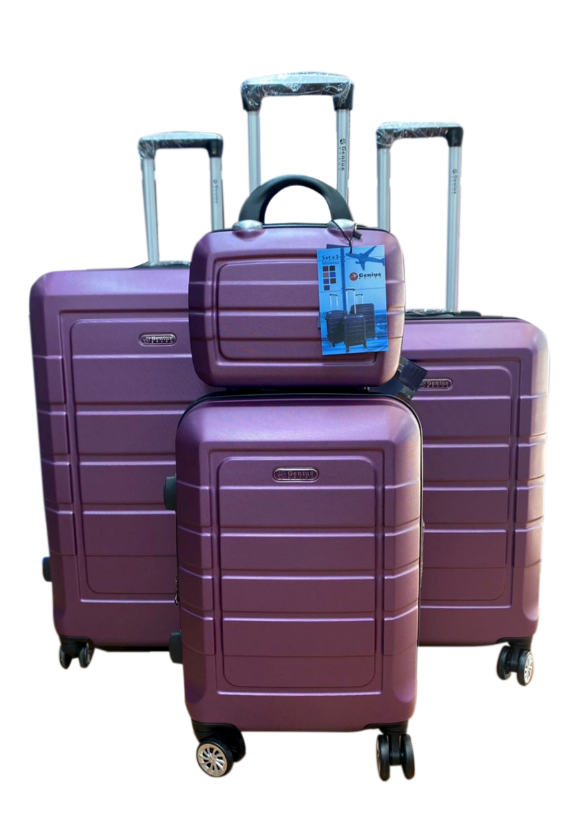 juego de maletas, 4 piezas: 3 maletas y un neceser, plástico ABS